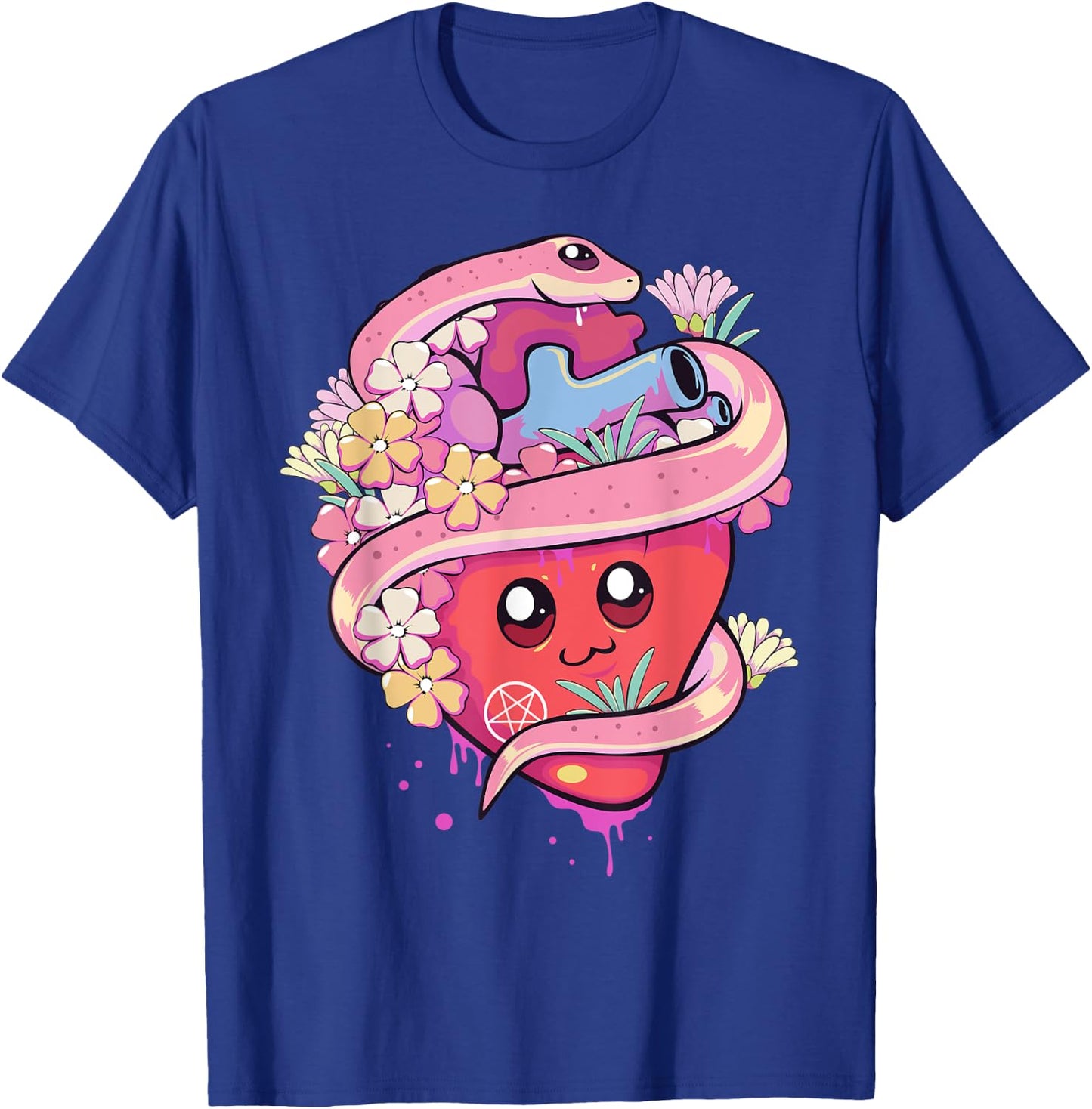 Pastel Goth Kawaii Anime Heart with Snake Serpent T-Shirt - T-Shirt | Royal