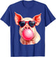 Pig Blowing Bubble Funny Pig T-Shirt - T-Shirt | Royal