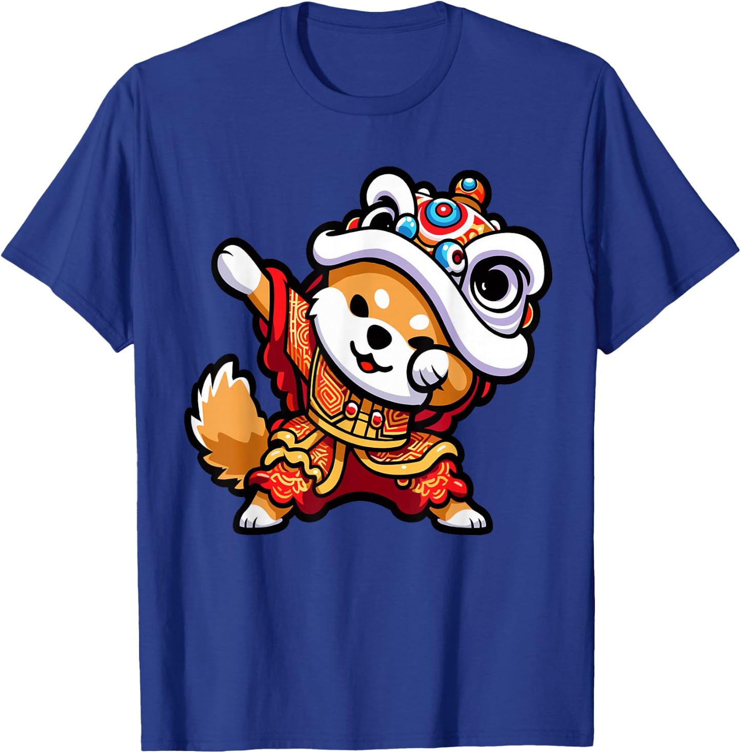 Chinese Lunar New Year 2026 Dabbing Shiba Inu Dog Lion Dance T-Shirt - T-Shirt | Royal