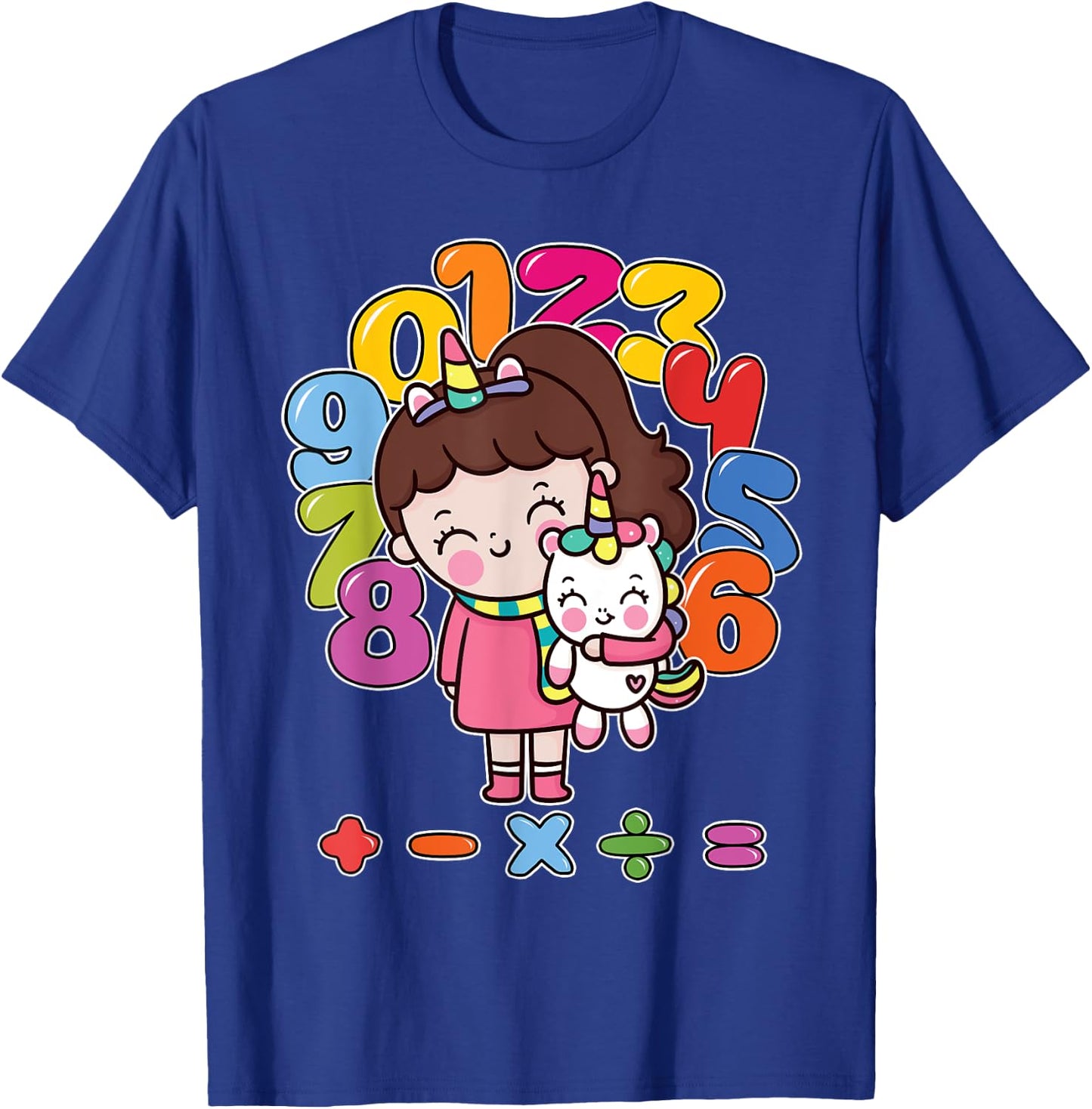 Number day maths day unicorn girl kids costume number day T-Shirt - T-Shirt | Royal