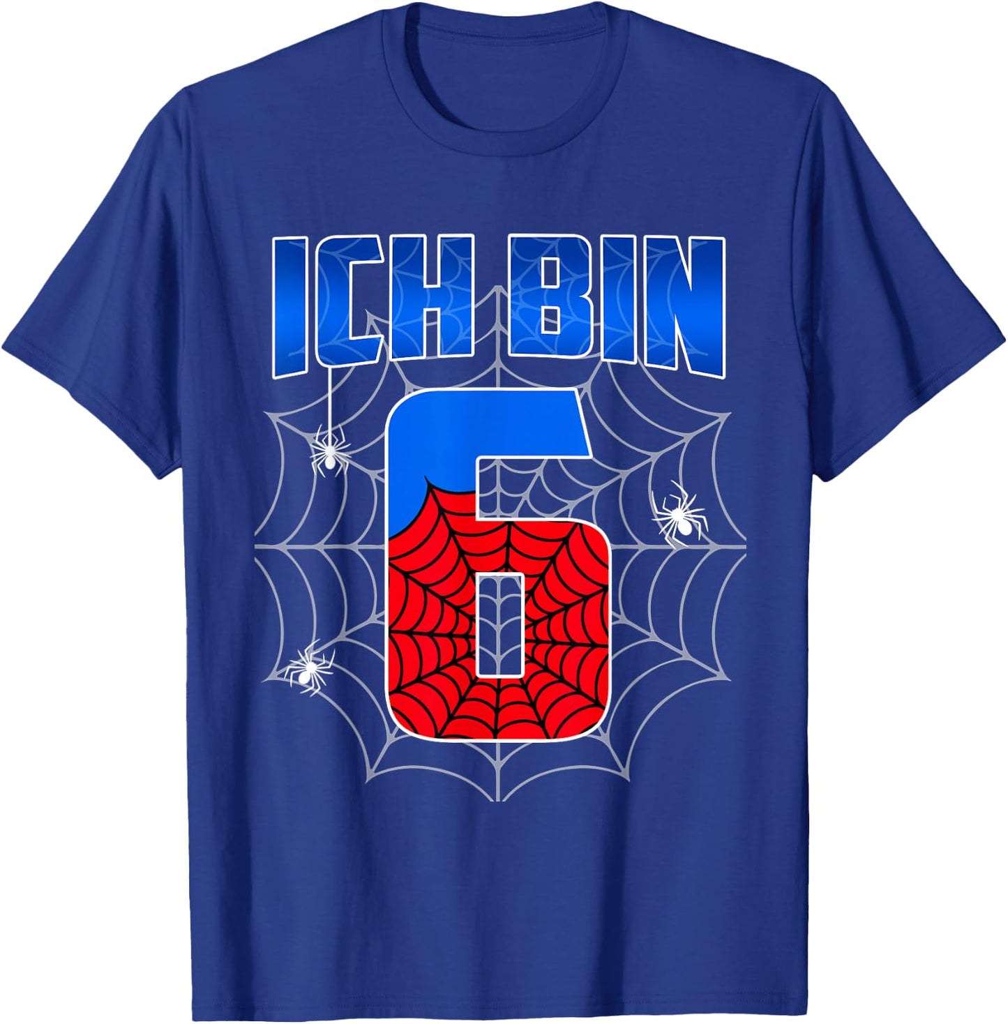 Ich bin 6 Jahre alt Spinnennetz 6th Geburtstag Kinder Boy , black T-Shirt - T-Shirt | Royal