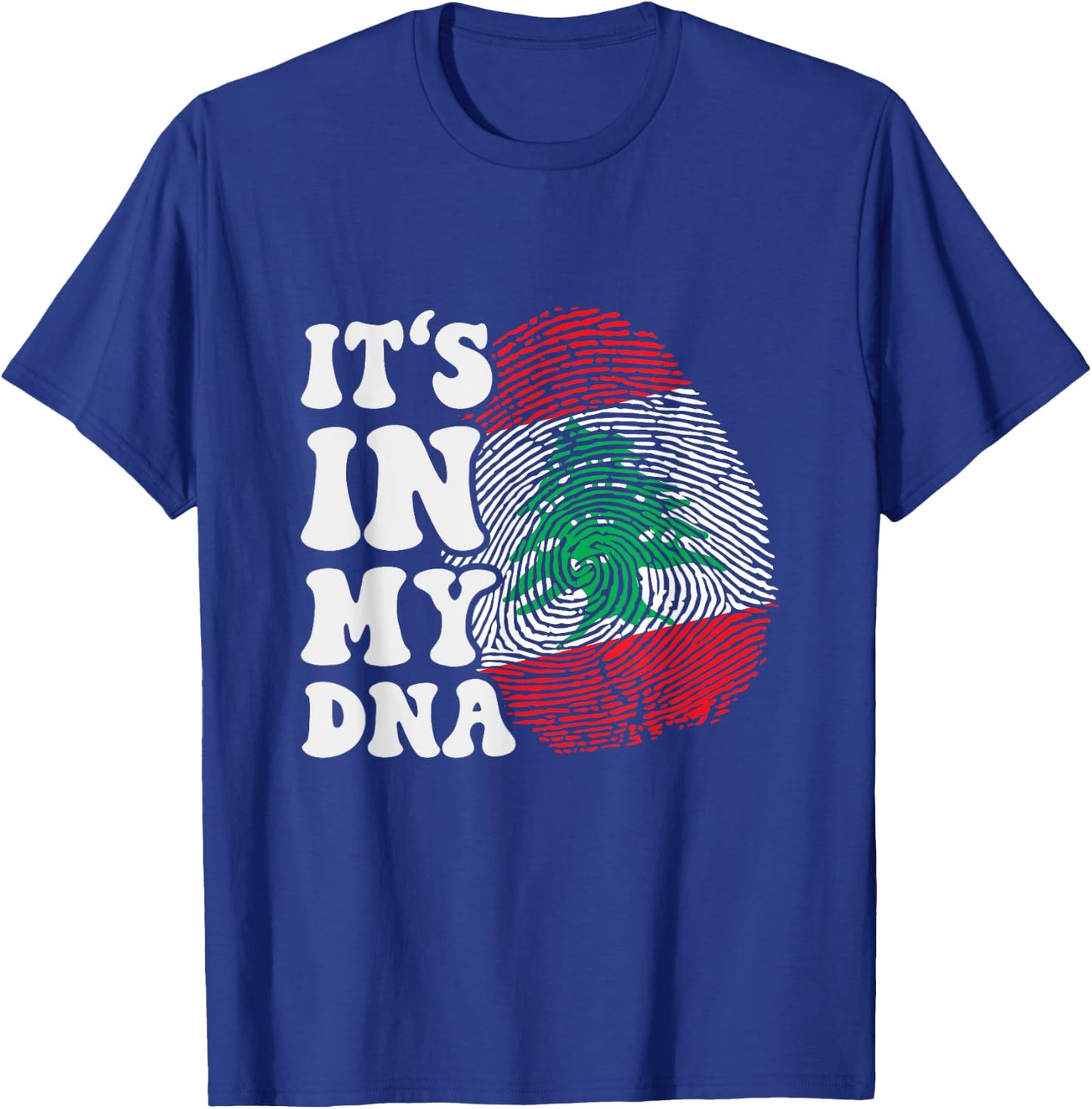 Funny It's in My DNA Flag of Lebanon Fingerprint , Black, S T-Shirt - T-Shirt | Royal