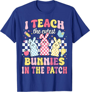 I Teach The Cutest Bunnies In The Patch Funny Teacher Easter T-Shirt - T-Shirt | Royal
