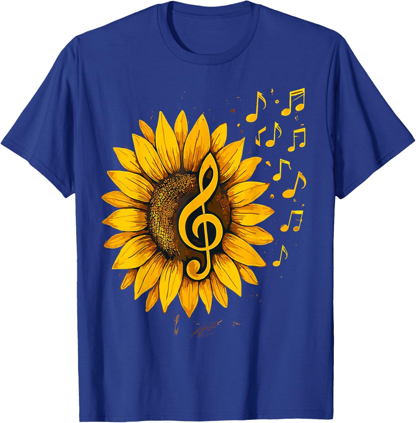 Sunflower Music Notes– Treble Clef Floral Musician T-Shirt - T-Shirt | Royal