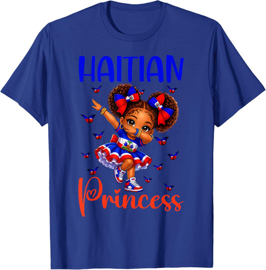Cute Melanin Haitian Princess Haiti Flag Gift Girls Kids T-Shirt - T-Shirt | Royal
