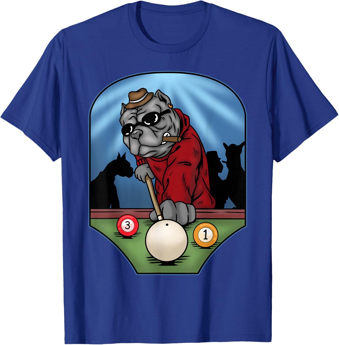 Funny Billiard Pool Player American Bully Dog Billiards T-Shirt - T-Shirt | Royal