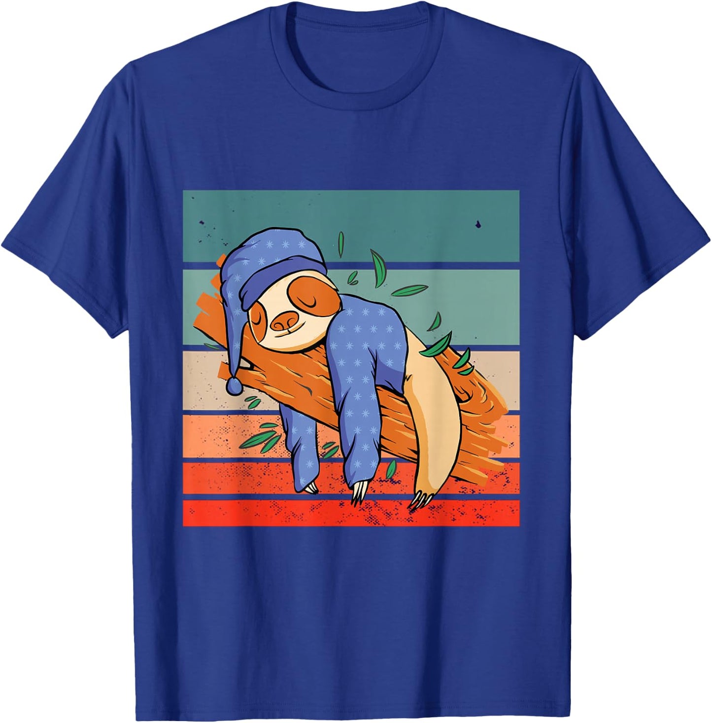 Sloth sleepy pajamas nightcap tree branch snoozing relaxed T-Shirt - T-Shirt | Royal