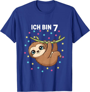 Ich Bin 7 - Süßes Faultier Kindergeburtstag Junge Mädchen T-Shirt - T-Shirt | Royal