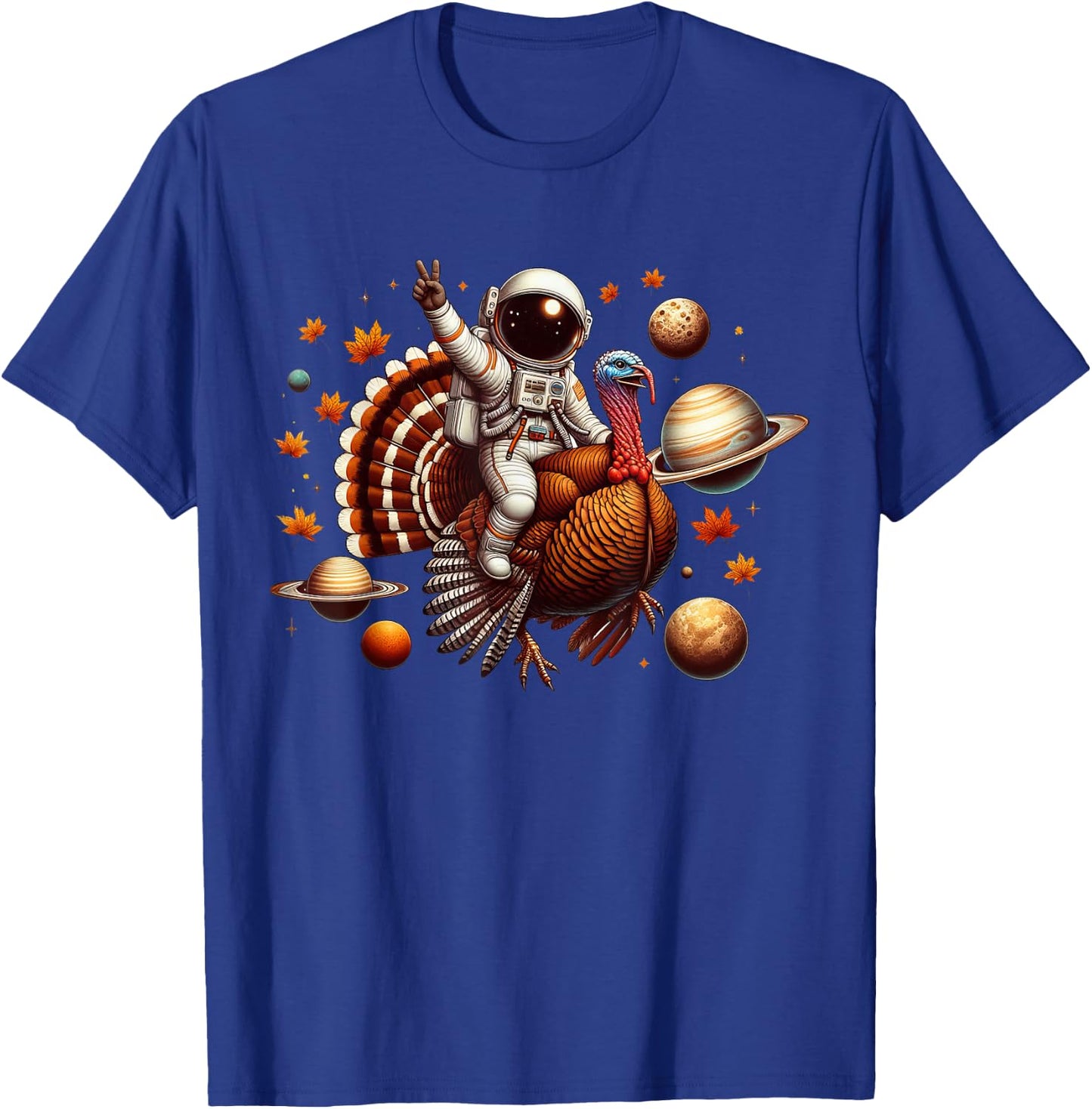 Funny Astronaut Turkey Space Thanksgiving Kids T-Shirt - T-Shirt | Royal