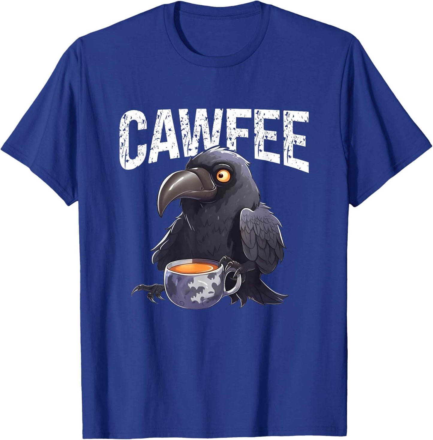Funny Pun "Cawfee" Crow Raven & Coffee T-Shirt - T-Shirt | Royal