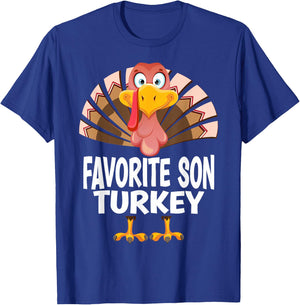 99 Gifts Thanksgiving Favorite Son Turkey Matching Pajama T-Shirt - T-Shirt | Royal