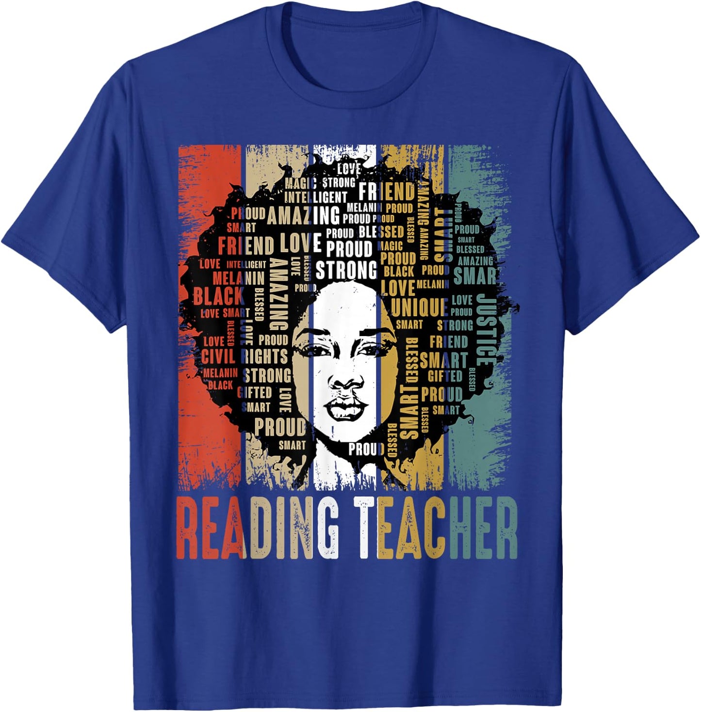 Reading Teacher Afro African American Black History Month T-Shirt - T-Shirt | Royal