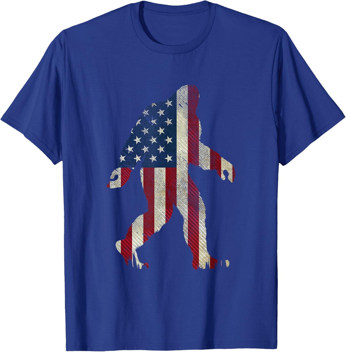 Patriotic Bigfoot 4th of July American Flag Funny Sasquatch Kids Men T-Shirt - T-Shirt | Royal