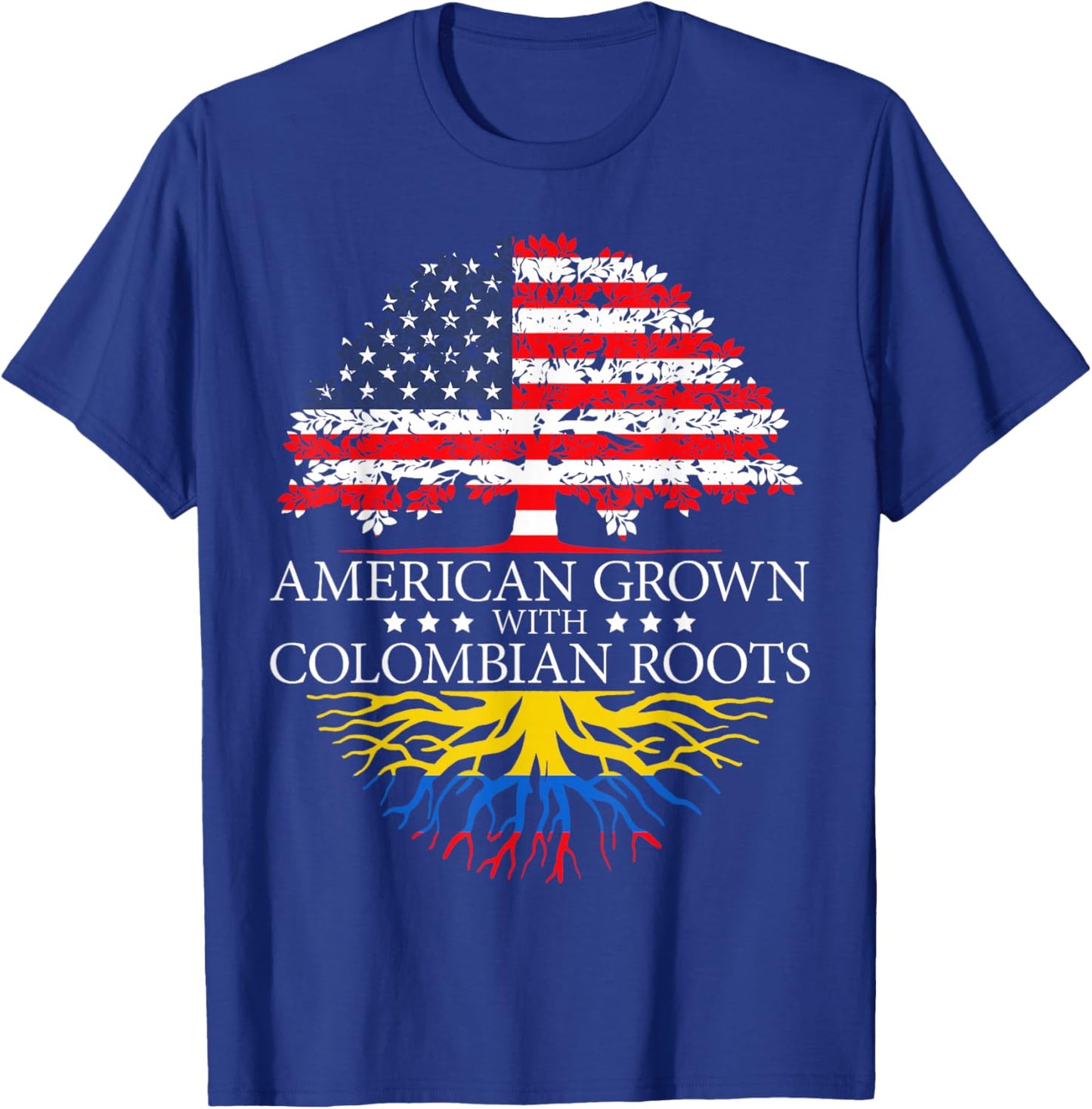 American Grown with Colombian Roots USA Flag T-Shirt - T-Shirt | Royal