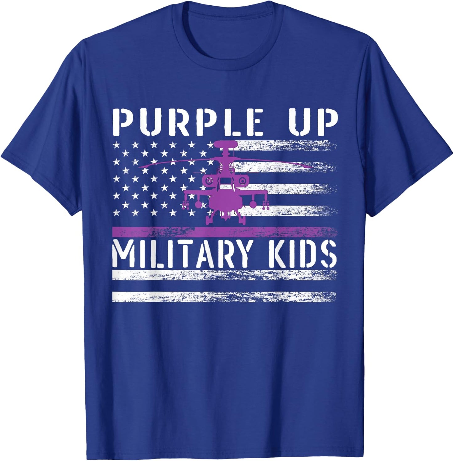 Purple Up Military Kids Helicopter Pilot Military Child Flag T-Shirt - T-Shirt | Royal