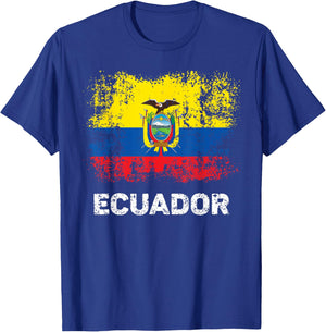 Vintage Ecuadorian Flag Shirt Patriotic Ecuador Flag T-Shirt - T-Shirt | Royal