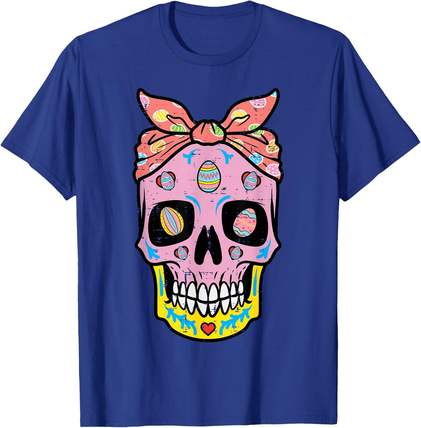 Easter Sugar Skull Eggs Bandana Mexican Mom Women Girls Kids T-Shirt - T-Shirt | Royal