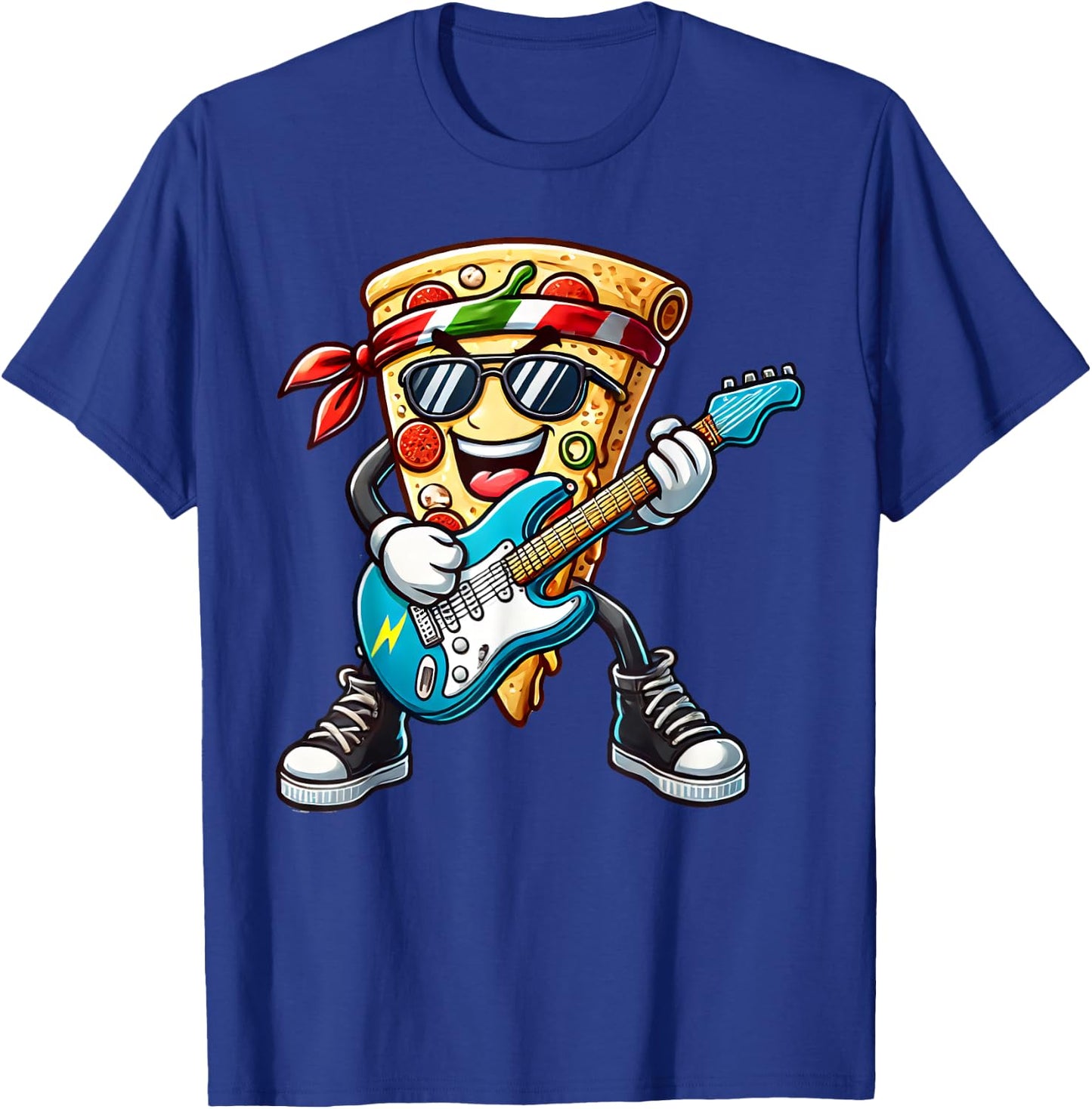 Pizza Rockstar Funny Electric Guitar Music Men Women Kids T-Shirt - T-Shirt | Royal