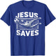 Vintage Jesus Saves Soccer Goalie T-Shirt - T-Shirt | Royal