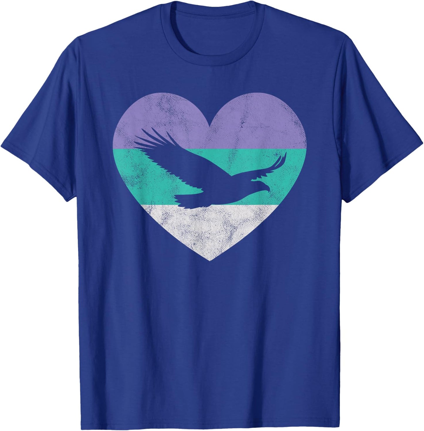 Animal Pet Shirts And Retro Vintage Gifts Women's Black Bald Eagle Heart T-Shirt - T-Shirt | Royal