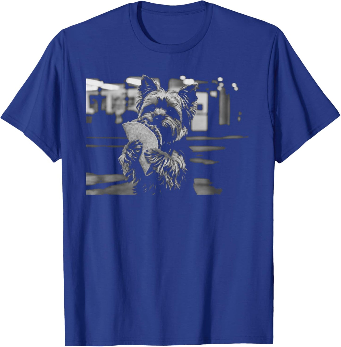 Yorkie Eating Taco Lover Graphic Funny Retro Dog Meme T-Shirt - T-Shirt | Royal