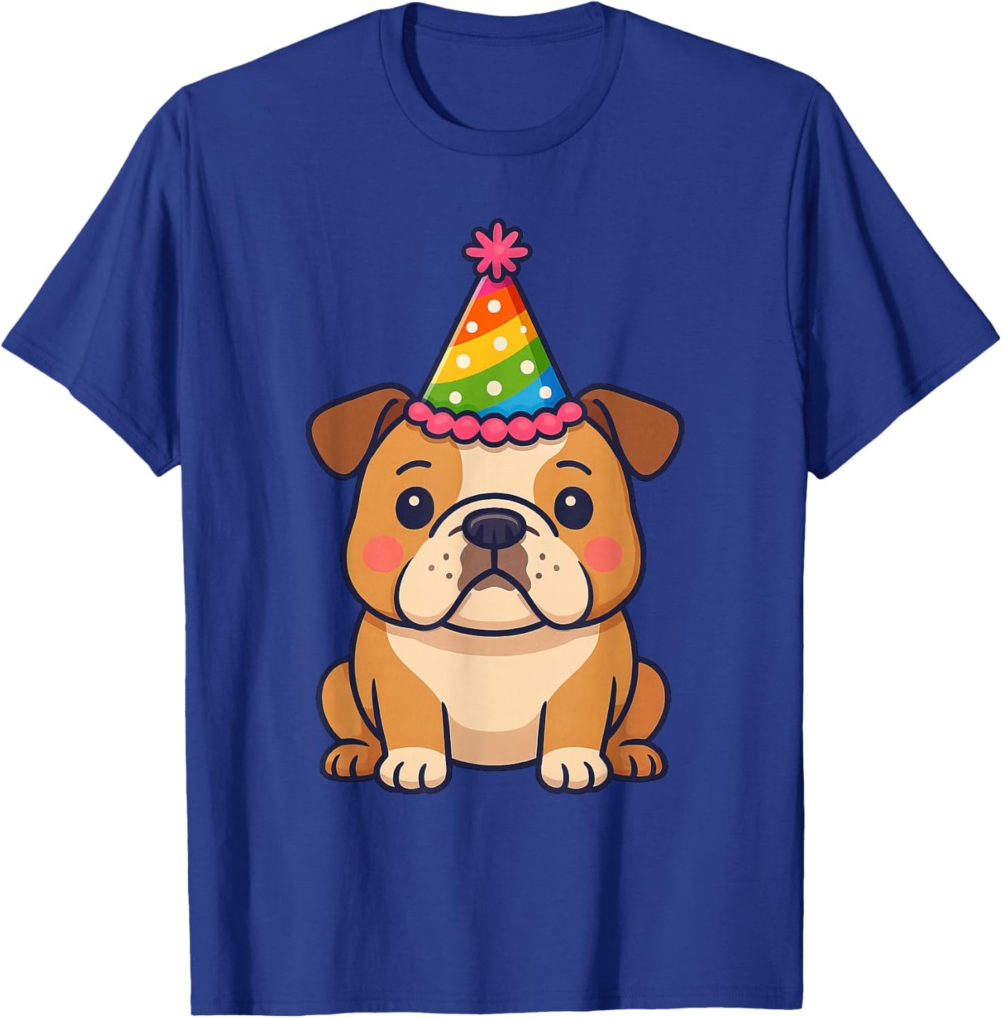 Anime Kawaii English Bulldog Dog Birthday Party Hat T-Shirt - T-Shirt | Royal