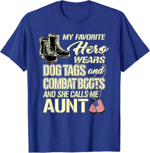 My Niece Wears Dog Tags And Combat Boots - Proud Army Aunt T-Shirt - T-Shirt | Royal