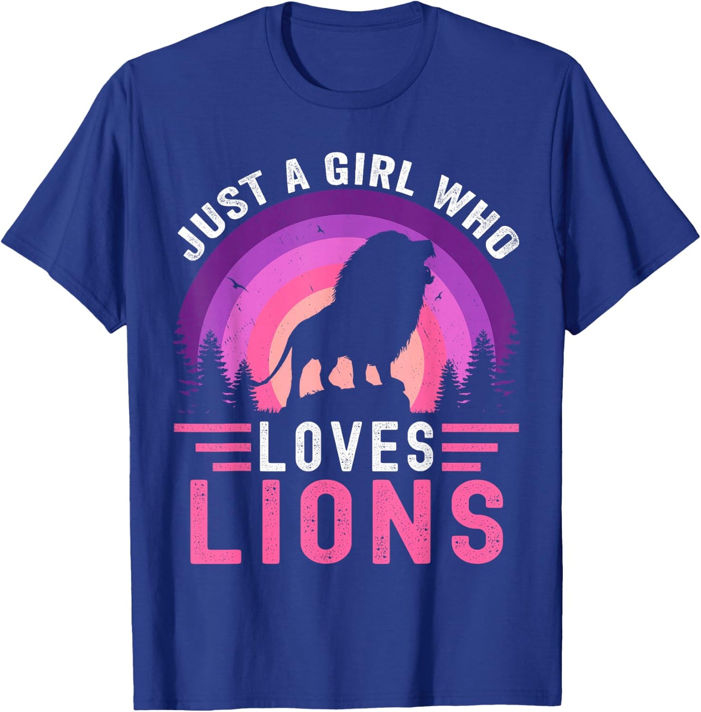 Just A Girl Who Loves Lions Retro Vintage Lion T-Shirt - T-Shirt | Royal
