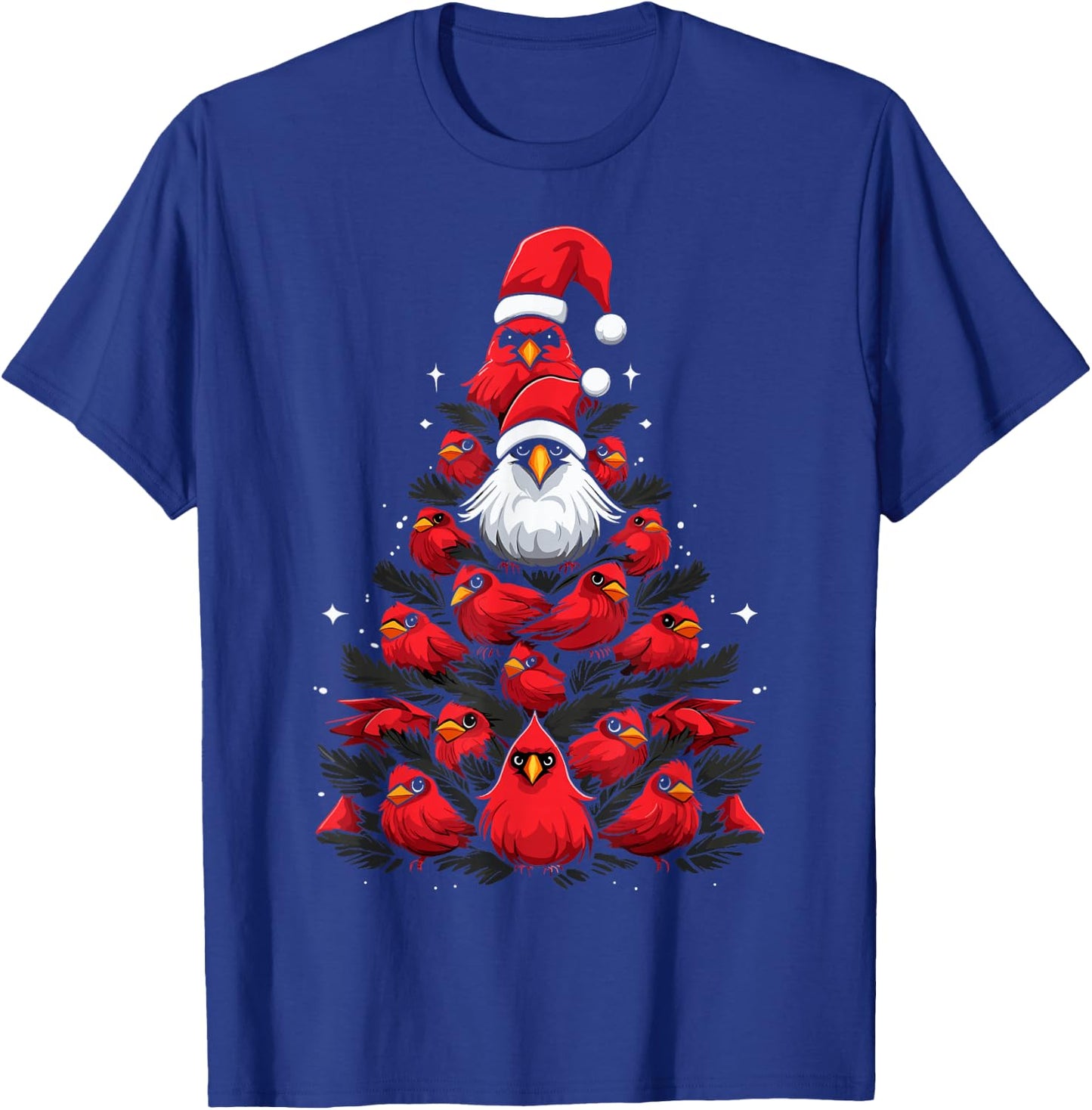 Cardinals Bird Christmas Tree Funny Cardinals Xmas T-Shirt - T-Shirt | Royal
