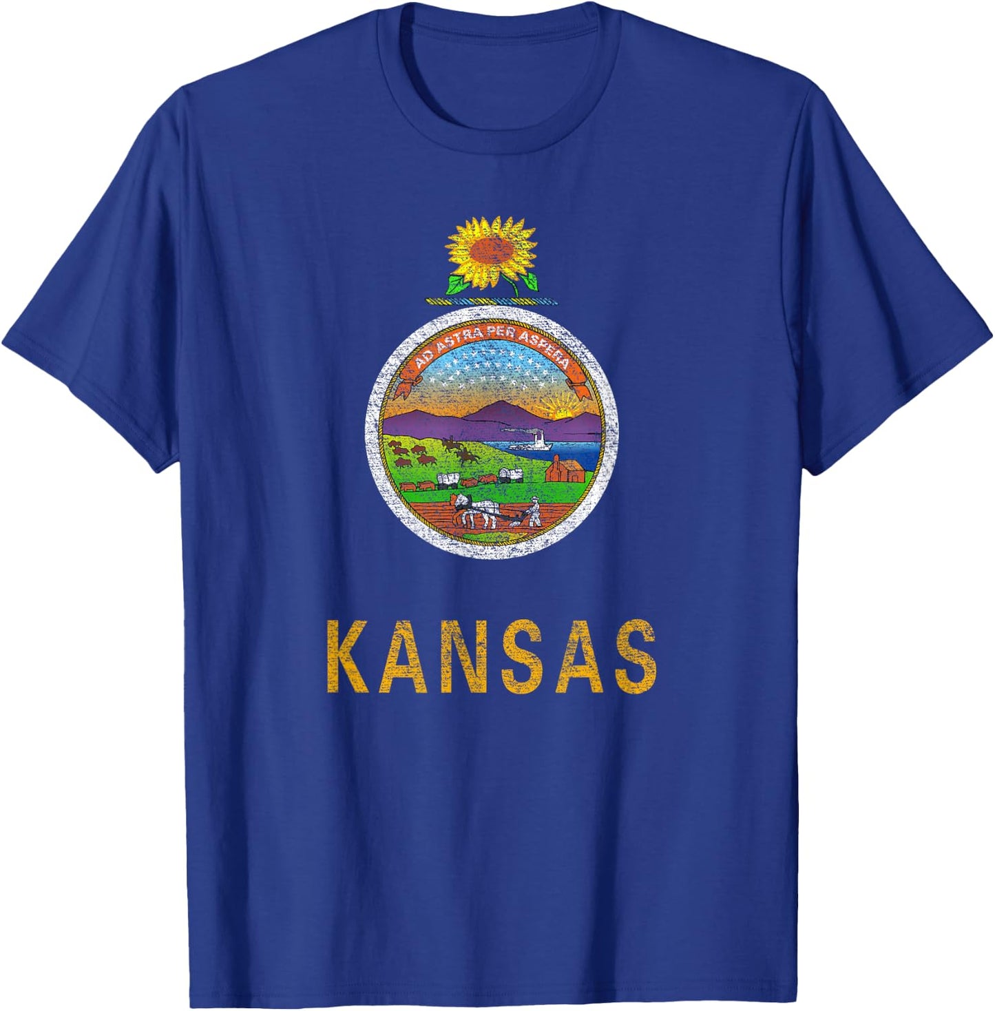State of Kansas Flag The Sunflower State City Topeka Pride T-Shirt - T-Shirt | Royal