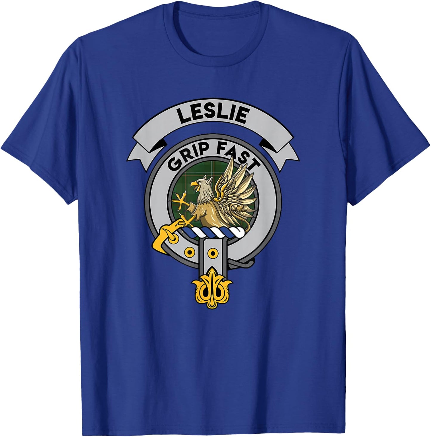 Leslie Clan Scottish Tartan Badge T-Shirt - T-Shirt | Royal
