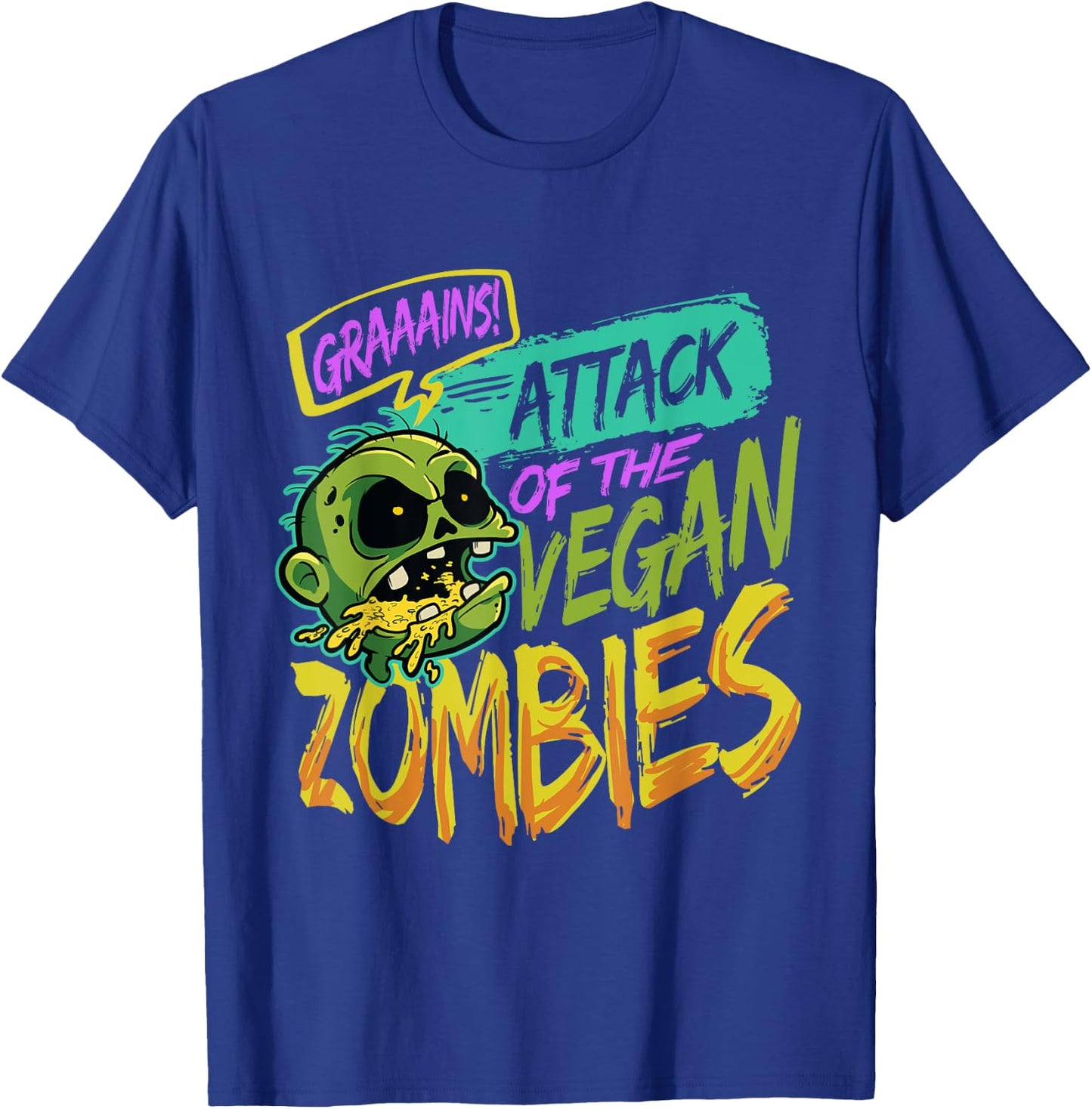 Attack Of The Vegan Zombies Vegetarian Halloween T-Shirt - T-Shirt | Royal