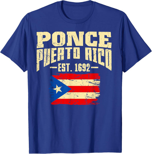 Ponce Puerto Rico Hispanic Heritage Rican Flag Boricua T-Shirt - T-Shirt | Royal