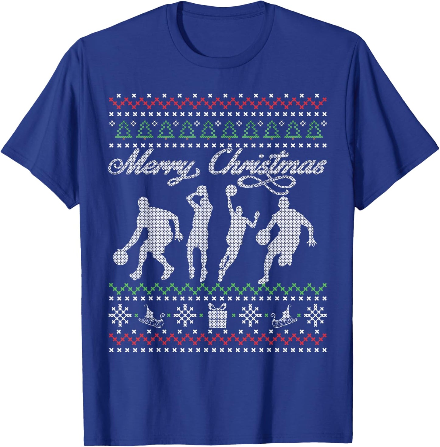 Basketball Christmas T Shirt | Ugly Xmas Gift T-Shirt - T-Shirt | Royal