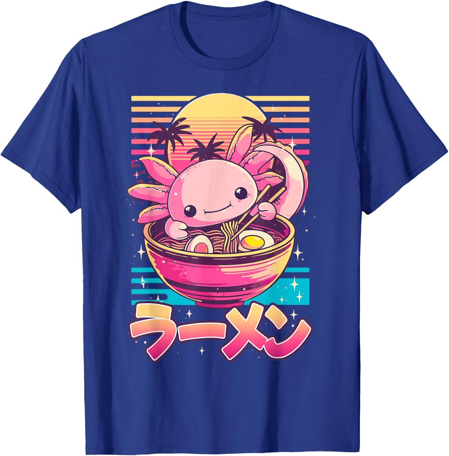 Adults Anime Retro Kawaii Axolotl Ramen T-Shirt - T-Shirt | Royal