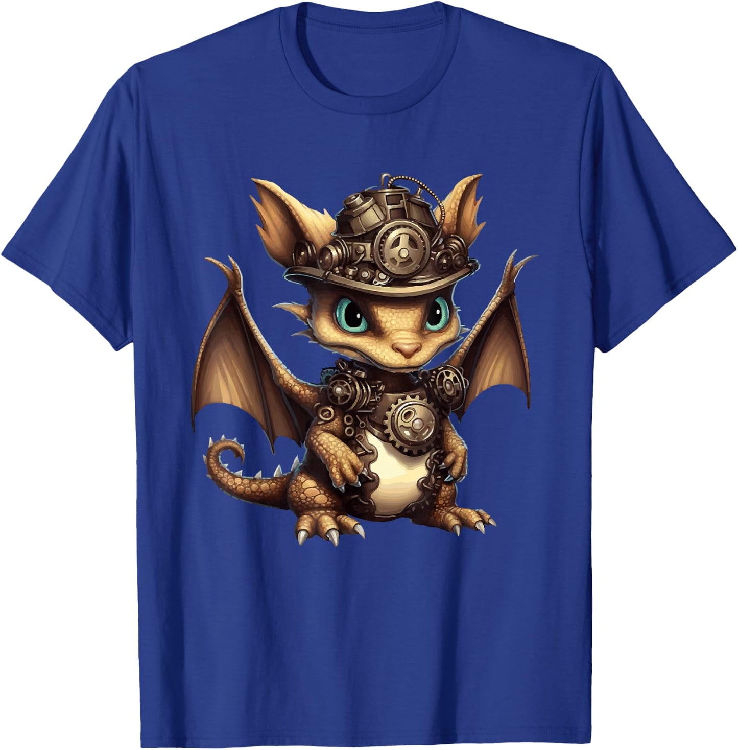 Steampunk Dragon Gears Graphic Design Artwork Fantasy T-Shirt - T-Shirt | Royal