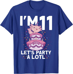 I'm 11 bday Axolotl party cute 11th Birthday Kids Axolotl T-Shirt - T-Shirt | Royal