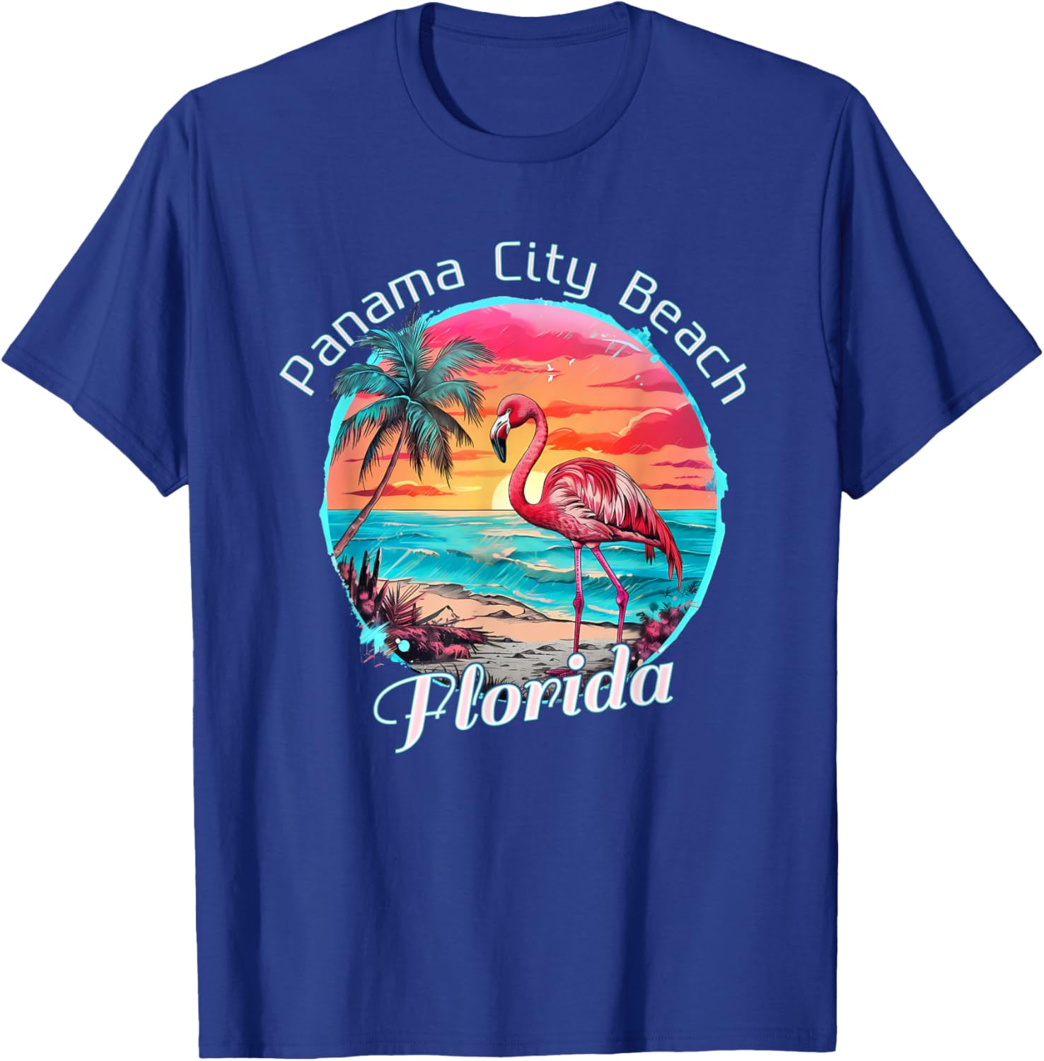 Panama City Beach Florida Beach Flamingo Tropical Souvenir T-Shirt - T-Shirt | Royal
