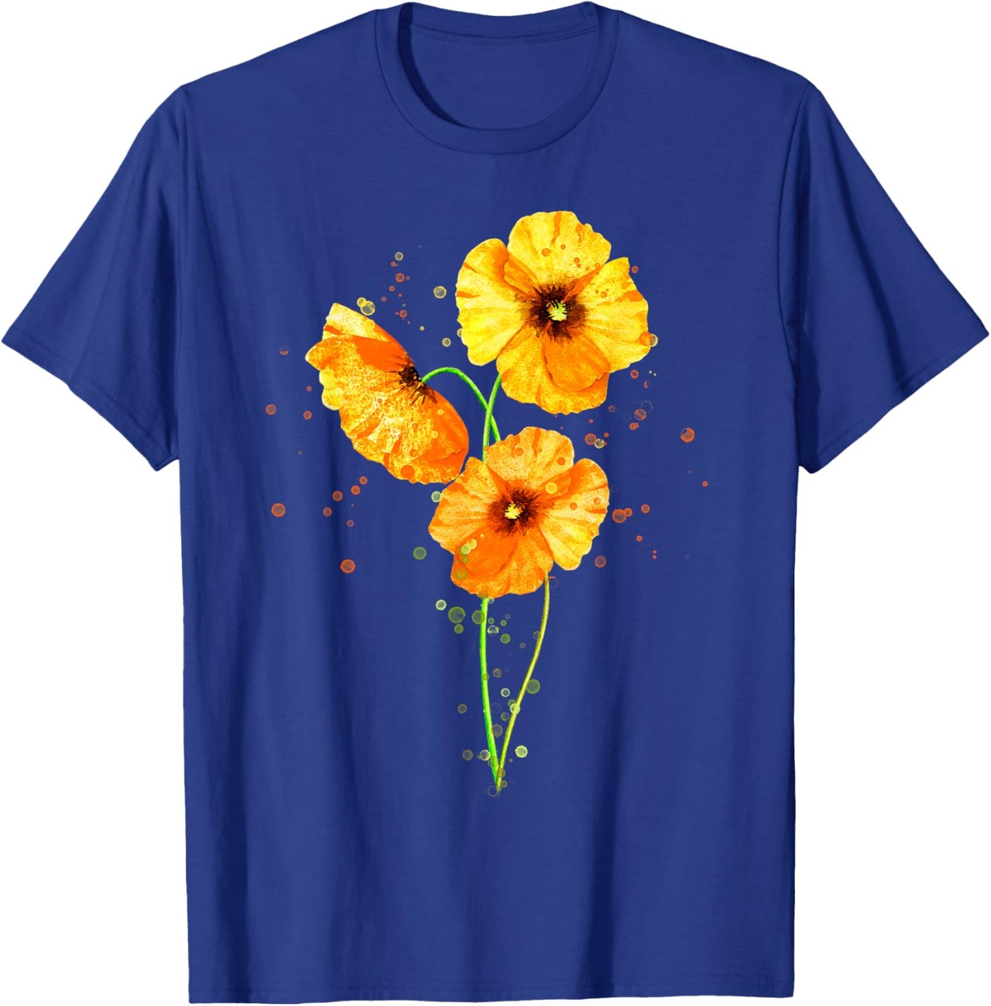 California Poppies Watercolor Flowers Wildflowers Orange T-Shirt - T-Shirt | Royal