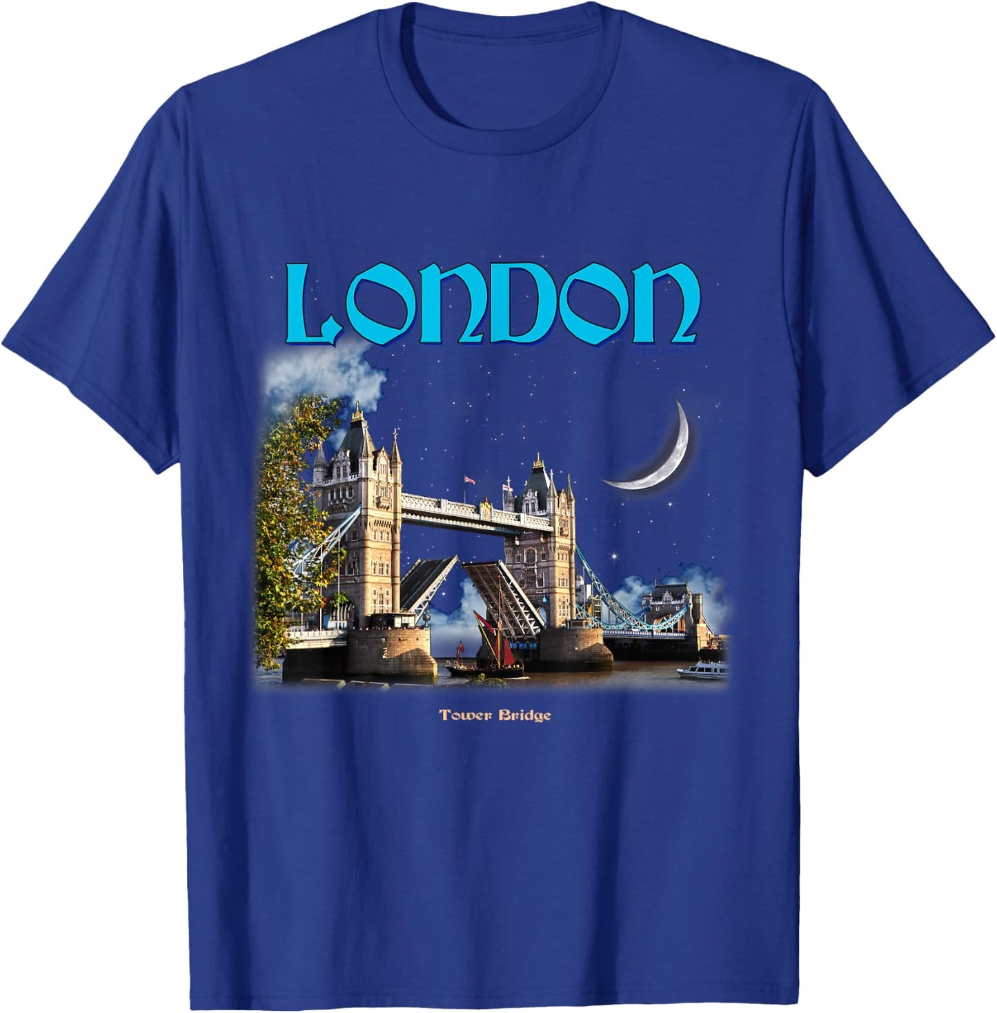 London Calling Tower Bridge Moonlight British City Souvenir T-Shirt - T-Shirt | Royal