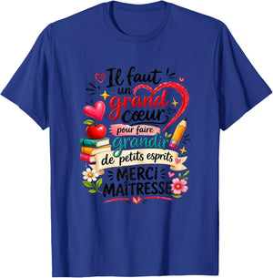 Cadeau Maîtresse d'École Fin d'Année Cœur Merci Original T-Shirt - T-Shirt | Royal