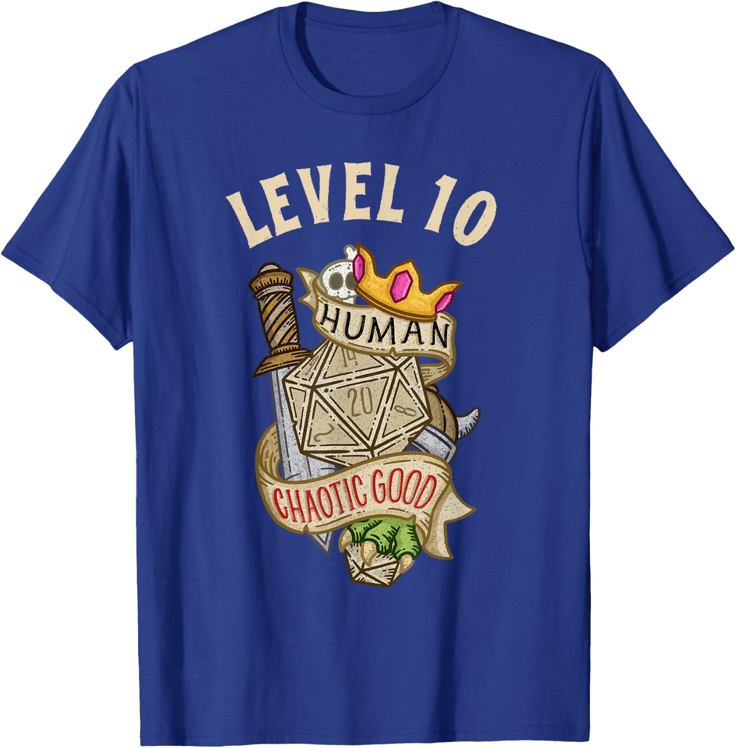 Level 10 Human Chaotic Good RPG Gamer Boys Kids T-Shirt - T-Shirt | Royal