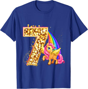 "Ich Bin 7" süßes Einhorn Geburtstag für Mädchen T-Shirt - T-Shirt | Royal