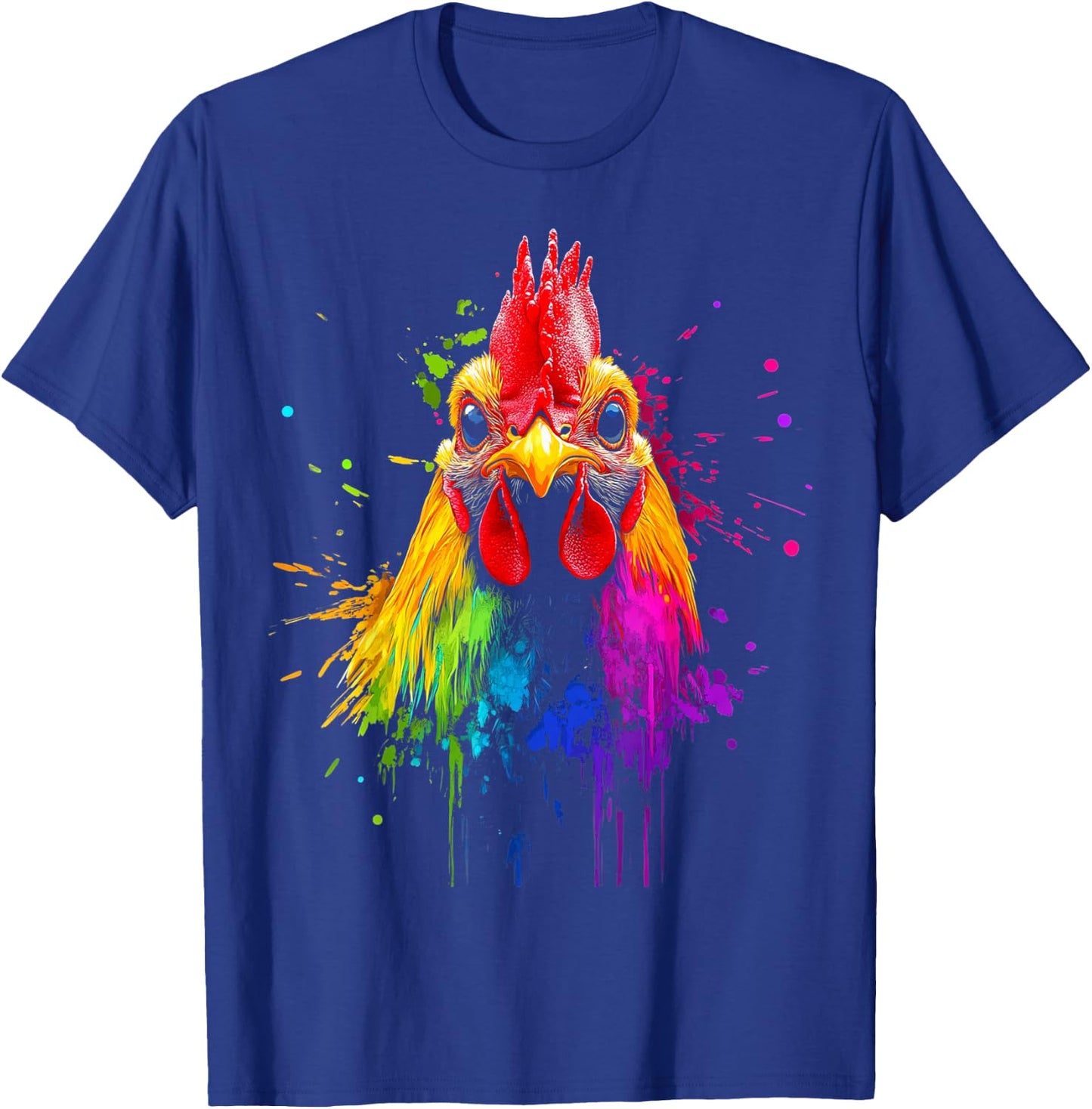 Design With A Rooster On It Rainbow Rooster On A T-Shirt - T-Shirt | Royal