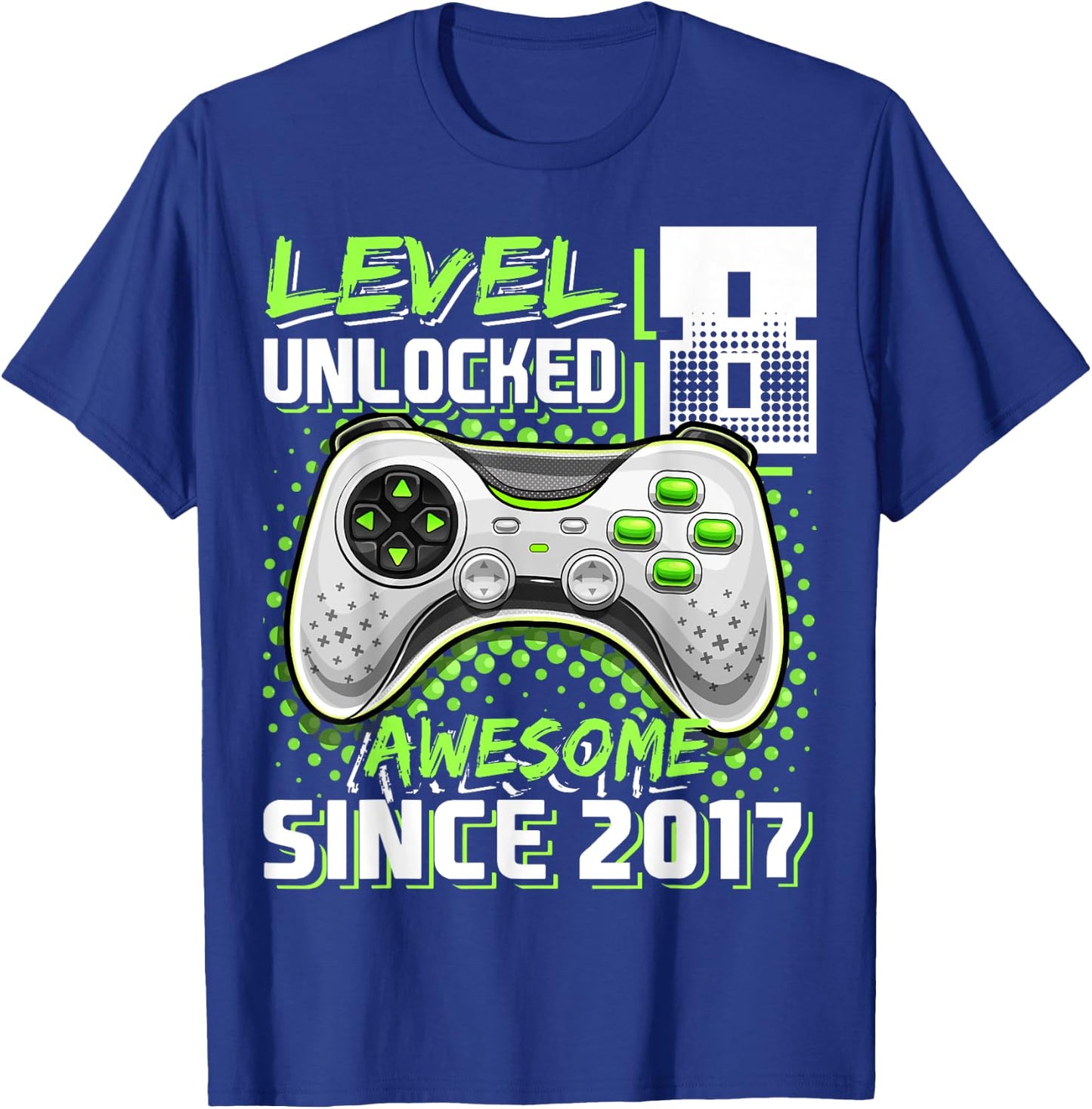8th Birthday Boy Level 8 Gamer 8 Year Video Game Party T-Shirt - T-Shirt | Royal