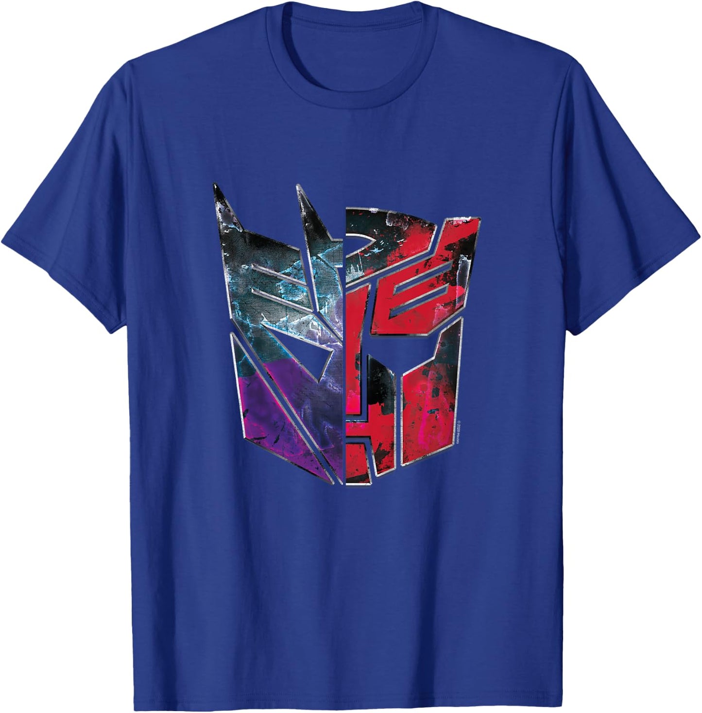 Kinder Transformers Autobot Decepticon Split Face Faded Logo T-Shirt - T-Shirt | Royal