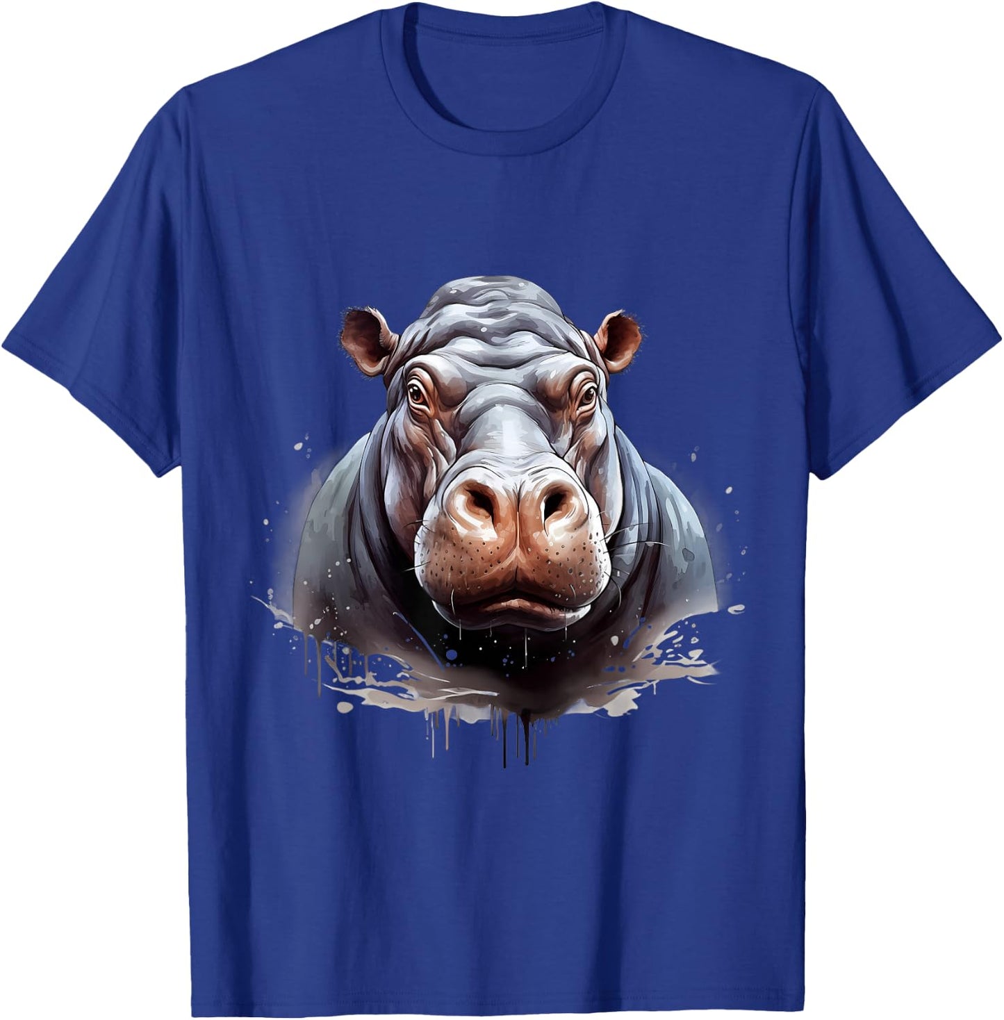 Hippo Portrait Hippopotamus Motif Wildlife Splash Artwork T-Shirt - T-Shirt | Royal