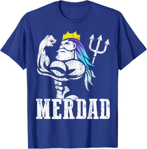 Merdad Papa Mermaid Workout Weightlift New Mer Dad Daughter T-Shirt - T-Shirt | Royal