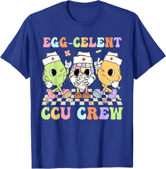 Egg-Celent CCU Crew Eggs Nurse Nursing Easter Day Men Women T-Shirt - T-Shirt | Royal