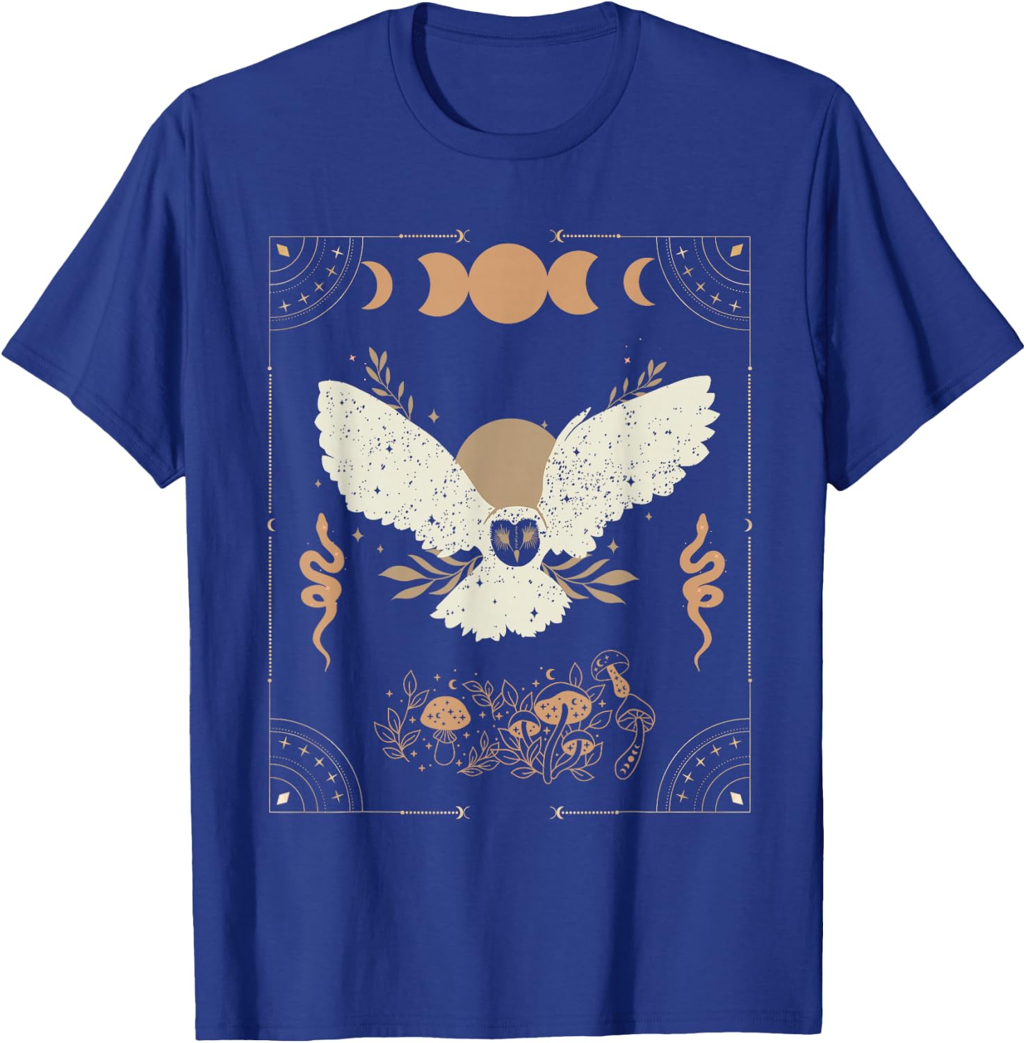Dark Academia Aesthetic Celestial Boho Tarot Witchy Owl T-Shirt - T-Shirt | Royal
